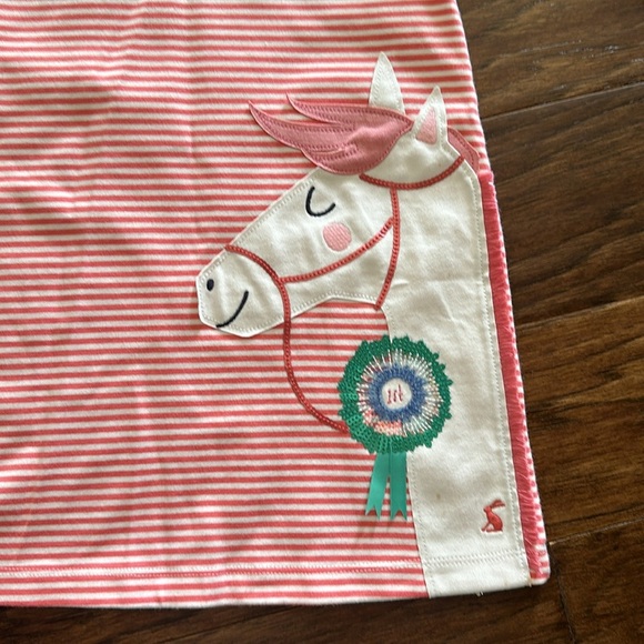 Joules Pink Striped Horse Dress 6 - Picture 2 of 7